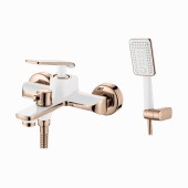 L3274WR Cмеситель для ванны короткий нос (белый+розовое золото)
