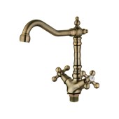 L4019С Смеситель для кухни крест бронза на гайке