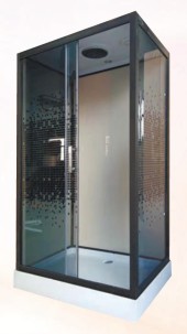 ДАНА Гидробокс 46 ПРЯМОУГОЛЬНЫЙ(ПИКСЕЛИ)120*80*215 мел.поддон,беж.зад.стекло,тонир.перед.стекло