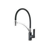 L4075В-2 Смеситель для кухни высокий боковой, хром+черный