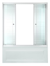 ТРИТОН Штора на ванну 2-двери 170*147,5,стекло ПОЛОСЫ,профиль белый