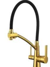 Е1561В Смеситель для кухни с фильтром(черный+золото)