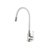 L74004-3 Смеситель для кухни НЕРЖ белый с силик. изливом