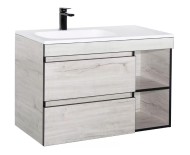 Тумба БЕРЛИН подвесная 90 ЛЕВ (2 ящ./ниша) РLUS СОНАТА под умыв.Rovenna 90