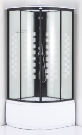 ДАНА Гидробокс 460 90*90*215 глуб.поддон,бел.зад.стекло,мат.перед.стекло,черн.профиль