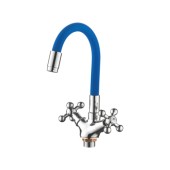 L1319-6 Смеситель для кухни синий крест с силиконовым изливом L1319-6 Смеситель для кухни синий крест с силиконовым изливом