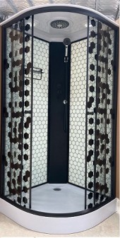 ДАНА Гидробокс 63 (СОТЫ)100*100*215 мел.поддон,бел.соты зад.стекло,прозр.перед.стекло,чер.про ДАНА Гидробокс 63 (СОТЫ)100*100*215 мел.поддон,бел.соты зад.стекло,прозр.перед.стекло,чер.про