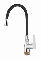 L4699-2 Смеситель для кухни черный с силиконовым изливом