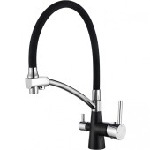 L4855-2 Смеситель для кухни черный с силиконовым изливом,фильтр