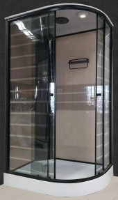 ДАНА Гидробокс 55 (ПОЛОСЫ)120*80*215 ЛЕВ,мел.поддон,беж.зад.стекло,тонир.перед.стекло