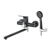 L2275В Смеситель для ванны длинный нос, хром+черный