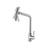 L4998-5 Смеситель НЕРЖ для кухни высокий с поворотным носиком