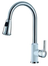 К 14082W Смеситель для кухни белый выдвижная лейка